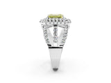 White gold Double Halo Fancy Yellow Emerald Cut Diamond Split Shank Pave Set Ring_5