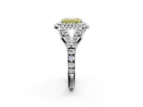 White gold Double Halo Fancy Yellow Emerald  Cut Diamond Split Shank Ring with Four Prong Setting_22
