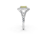 White gold Double Halo Fancy Yellow Emerald  Cut Pave Split Shank Prong Set Ring_17