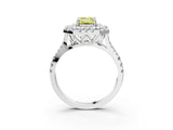 White gold Double Halo Fancy Yellow Emerald  Cut Pave Split Shank Prong Set Ring_18