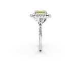 White gold Double Halo Fancy Yellow Emerald  Diamond Pave Band with Four-Prong Setting_44