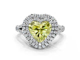 White gold Double Halo Fancy Yellow Heart Cut Diamond Split Shank Engagement Ring with Four-Prong Setting_27