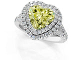 White gold Double Halo Fancy Yellow Heart Cut Diamond Split Shank Engagement Ring with Four-Prong Setting_28