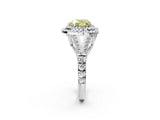 White gold Double Halo Fancy Yellow Heart Cut Diamond Split Shank Engagement Ring with Four-Prong Setting_29