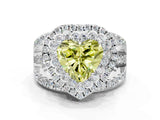 White gold Double Halo Fancy Yellow Heart Cut Diamond Split Shank Pave Set Ring_3