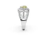 White gold Double Halo Fancy Yellow Heart Cut Diamond Split Shank Pave Set Ring_5