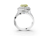 White gold Double Halo Fancy Yellow Heart Cut Diamond Split Shank Pave Set Ring_6