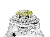 White gold Double Halo Fancy Yellow Heart Cut Diamond Split Shank Pave Set Ring_7