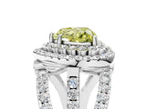 White gold Double Halo Fancy Yellow Heart Cut Diamond Split Shank Pave Set Ring_8