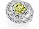 White gold Double Halo Fancy Yellow Heart Cut Diamond Split Shank Prong Setting Ring_1