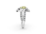 White gold Double Halo Fancy Yellow Heart Cut Diamond Split Shank Prong Setting Ring_2
