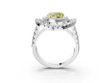 White gold Double Halo Fancy Yellow Heart Cut Diamond Split Shank Prong Setting Ring_3