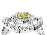 White gold Double Halo Fancy Yellow Heart Cut Diamond Split Shank Prong Setting Ring_4