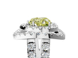 White gold Double Halo Fancy Yellow Heart Cut Diamond Split Shank Prong Setting Ring_5