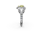 White gold Double Halo Fancy Yellow Heart  Cut Diamond Split Shank Ring with Four Prong Setting_21