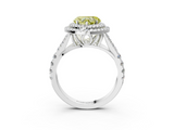 White gold Double Halo Fancy Yellow Heart  Cut Diamond Split Shank Ring with Four Prong Setting_23