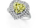 White gold Double Halo Fancy Yellow Heart  Cut Pave Split Shank Prong Set Ring_16