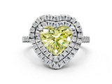 White gold Double Halo Fancy Yellow Heart  Diamond Pave Band with Four-Prong Setting_43