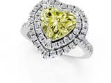 White gold Double Halo Fancy Yellow Heart  Diamond Pave Band with Four-Prong Setting_45