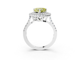White gold Double Halo Fancy Yellow Heart  Diamond Pave Band with Four-Prong Setting_46