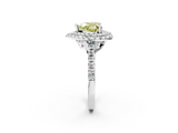 White gold Double Halo Fancy Yellow Heart  Diamond Pave Band with Four-Prong Setting_46