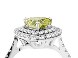 White gold Double Halo Fancy Yellow Heart  Diamond Pave Band with Four-Prong Setting_47