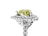 White gold Double Halo Fancy Yellow Heart  Diamond Pave Band with Four-Prong Setting_48