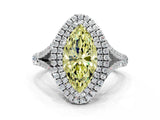White gold Double Halo Fancy Yellow Marquise Cut Diamond Split Shank Engagement Ring with Four-Prong Setting_27