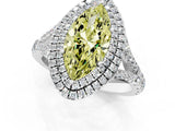 White gold Double Halo Fancy Yellow Marquise Cut Diamond Split Shank Engagement Ring with Four-Prong Setting_28
