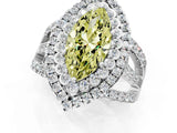 White gold Double Halo Fancy Yellow Marquise Cut Diamond Split Shank Pave Set Ring_4