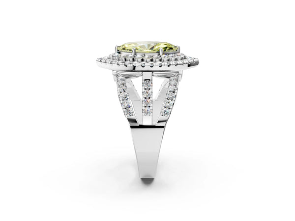 Platinum Marquise Scalloped Double Halo Engagement Ring Setting for Fancy Yellow Center