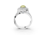 White gold Double Halo Fancy Yellow Marquise Cut Diamond Split Shank Pave Set Ring_6