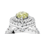 White gold Double Halo Fancy Yellow Marquise Cut Diamond Split Shank Pave Set Ring_7