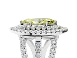 White gold Double Halo Fancy Yellow Marquise Cut Diamond Split Shank Pave Set Ring_8
