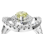 White gold Double Halo Fancy Yellow Marquise Cut Diamond Split Shank Prong Setting Ring_4