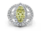 White gold Double Halo Fancy Yellow Marquise Cut Diamond Split Shank Prong Setting Ring