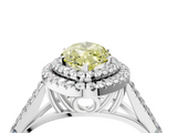 White gold Double Halo Fancy Yellow Marquise  Cut Diamond Split Shank Ring with Four Prong Setting_4