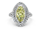 White gold Double Halo Fancy Yellow Marquise  Cut Pave Split Shank Prong Set Ring_15