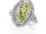 White gold Double Halo Fancy Yellow Marquise  Cut Pave Split Shank Prong Set Ring_16