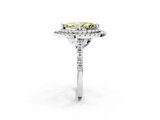 White gold Double Halo Fancy Yellow Marquise  Diamond Pave Band with Four-Prong Setting_18