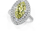White gold Double Halo Fancy Yellow Marquise  Diamond Pave Band with Four-Prong Setting_18