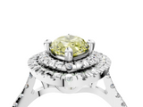 White gold Double Halo Fancy Yellow Marquise  Diamond Pave Band with Four-Prong Setting_20