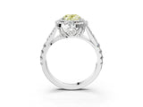 White gold Double Halo Fancy Yellow Oval Cut Diamond Split Shank Engagement Ring with Four-Prong Setting_30