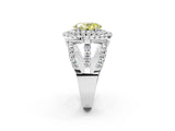 White gold Double Halo Fancy Yellow Oval Cut Diamond Split Shank Pave Set Ring_5