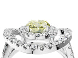 White gold Double Halo Fancy Yellow Oval Cut Diamond Split Shank Prong Setting Ring_4