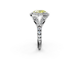 White gold Double Halo Fancy Yellow Oval  Cut Diamond Split Shank Ring with Four Prong Setting_22