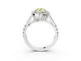 White gold Double Halo Fancy Yellow Oval  Cut Diamond Split Shank Ring with Four Prong Setting_23