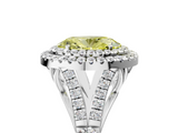 White gold Double Halo Fancy Yellow Oval  Cut Diamond Split Shank Ring with Four Prong Setting_25