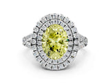 White gold Double Halo Fancy Yellow Oval  Cut Pave Split Shank Prong Set Ring_15