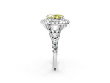 White gold Double Halo Fancy Yellow Oval  Cut Pave Split Shank Prong Set Ring_17